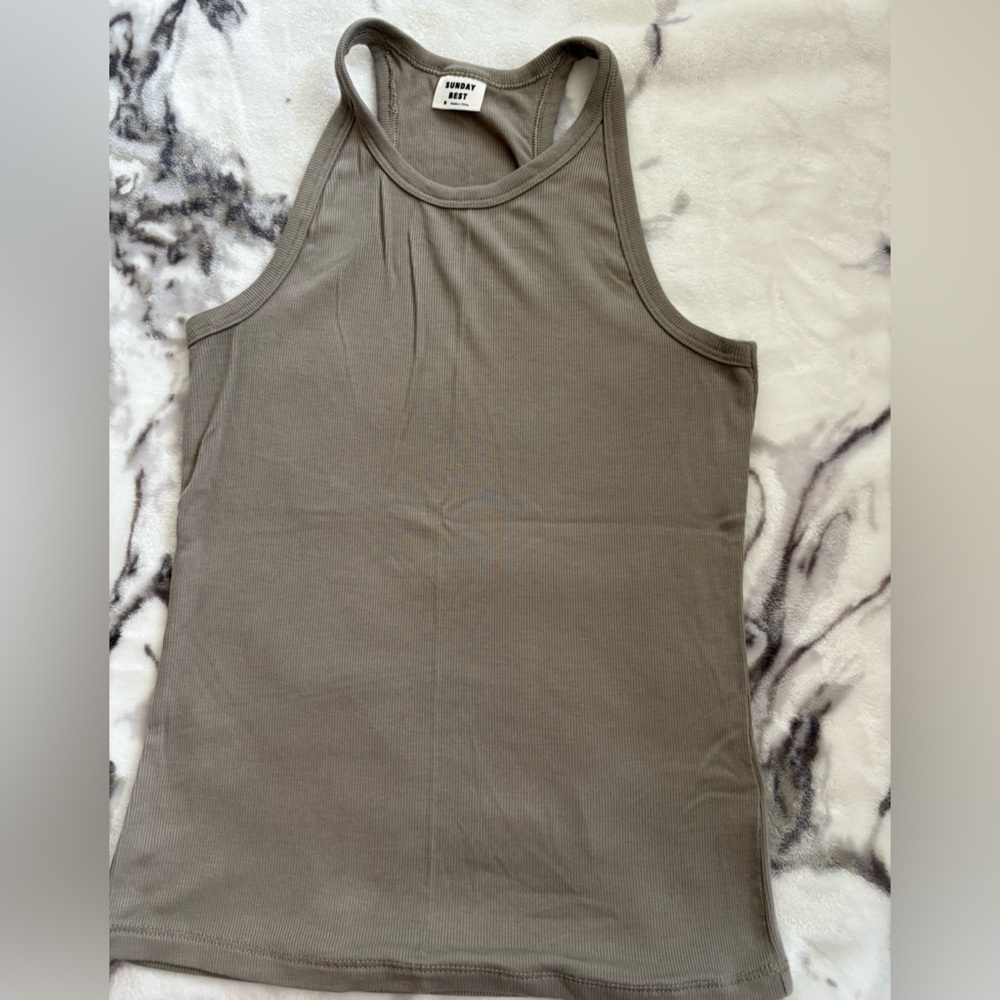 Sunday Best Taupe Ribbed Tank Top